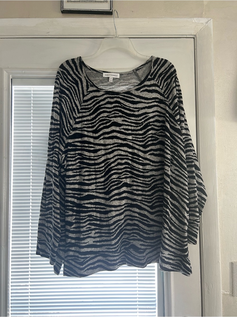 Easy Elegance Black & Gray Zebra Tunic Top by KENNETH COLE
